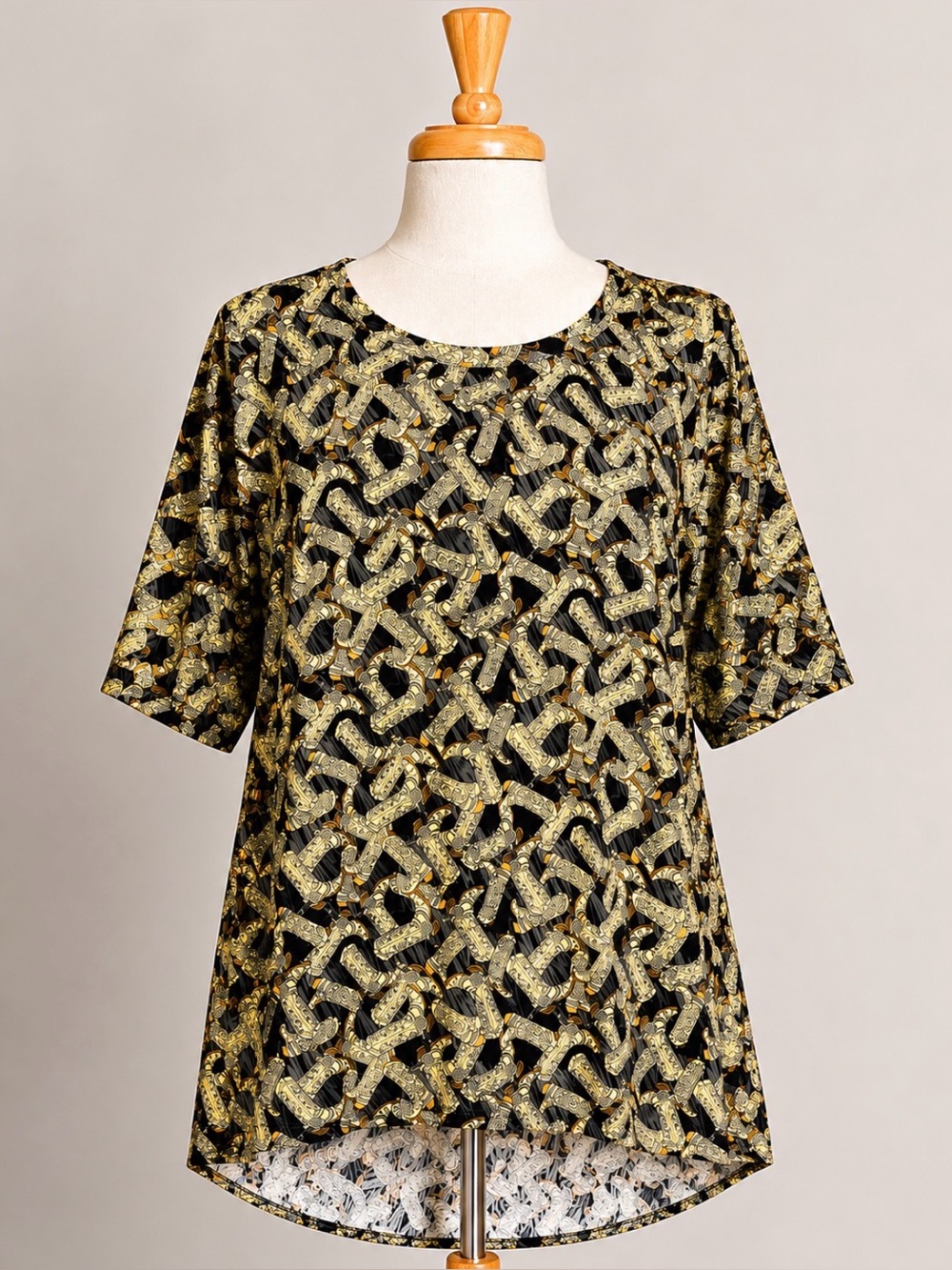 LuLaRoe Irma Tunic Top XL Horseshoe Print High Low Hem Boho Western Cowgirl